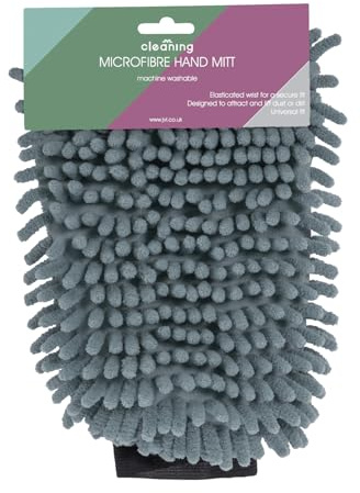 JVL Microfibre Cleaning Hand Mitt, Reusable Dusting & Polishing Glove for Household Cleaning – Grey