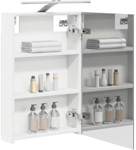 vidaXL Badezimmerspiegelschrank Weiß 40 x 10,5 x 60,5 cm Holzwerkstoff, Moderner Spiegelschrank, rechteckig, Wandregal für Badezimmer, praktische Aufbewahrung
