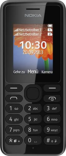 108 Nokia 108 Handy (4,6 cm (1,8 Zoll) QQVGA-Display, 160 x 128 Pixel, UKW-Radio, VGA Kamera ohne Blitz, Single-Sim) schwarz [T-Mobile-Branding]