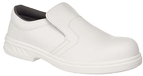 Portwest Mocasín De Seguridad Steelite S2, Tamaño: 34, Color: Blanco, FW81WHR34