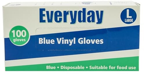 Everyday Blue Vinyl Gloves, Powder Free, Large, 100 Gloves