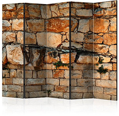 murando Raumteiler Stein-Optik Foto Paravent 225x172 cm beidseitig auf Vlies-Leinwand Bedruckt Trennwand Spanische Wand Sichtschutz Raumtrenner braun beige f-A-0495-z-c