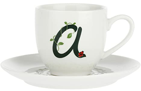 La Porcellana Bianca - Tazzina da Caffè con Piattino Lettera 'A' in Gift Box - Solotua - Arredo Casa, Tè, Caffè e Colazione - Porcellana - 90 cc