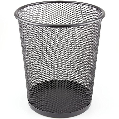 Set of 4 Black Bin Waste Basket - Wire Mesh Trash Bin for The Office, Bedroom, Bathroom, Lounge, University Dorm Rooms - Modern & Space-Saving Baskets & Bins with Solid & Stable Base, Heavy Duty Metal
