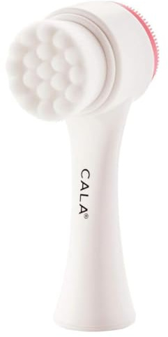 CALA Dual-Action Facial Cleansing Brush (Pink), Superfine Soft Bristles Deep Clean Pores, Removes Oil, Dirt, Long-Wear Makeup + Sunscreen, Water-Resistant for Shower Use
