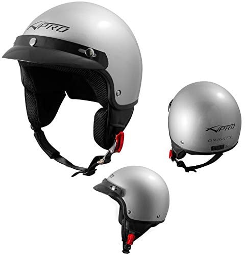 Motorradhelm Motorrad Roller Offenes Jet Helm Spitze ECE 22-06 SonicMoto Silber S