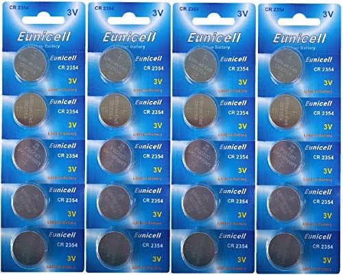 Eunicell Lot de 20 piles bouton au lithium CR2354 sans rainure de cavité 3 V (4 paquets de 5 piles) jetables