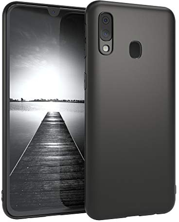 EAZY CASE Handyhülle Silikon mit Kameraschutz kompatibel mit Samsung Galaxy A40 in schwarz matt, Ultra dünn, Slimcover, Silikonhülle, Hülle, Softcase, Backcover