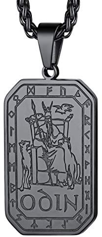 FaithHeart schwarz Viking Amulett Anhänger Nordische Odin Kette Winkinger Odin Anhänger für Kinder und Jugendlichen