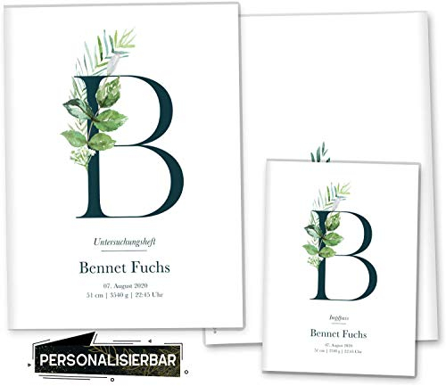 OLGS U-Heft und Impfpasshülle Set individualisiert Buchstabe Untersuchungsheft Hülle & Impfpasshülle schöne Geschenkidee personalisierbar mit Namen, Geburtsdatum (Uhefthüllen, personalisiert, 12)