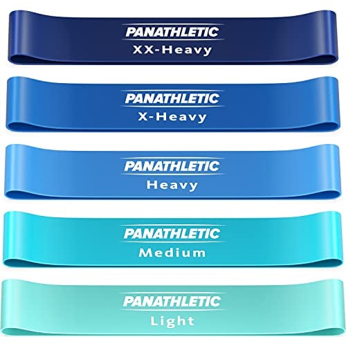 Panathletic Fitnessbänder, 5er Set – 5 Verschiedene Stärken, Übungsanleitung, eBook auf Deutsch, Tragebeutel – 5X Fitnessband, Gymnastikband, Widerstandsband