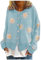 Onsoyours Veste Gilet Blazer Manteau Hiver Femme Bouton De Mode À Carreaux Vintage Hiver Chaud Manches Longues en Laine A Bleu S