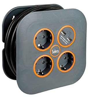 Solera Cable Roller with 3 Bases 2P+T and 2 USB Solera