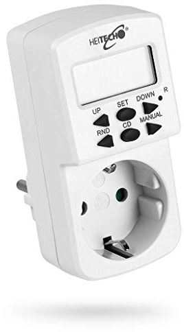 HEITECH Wochen Zeitschaltuhr digital mit Kindersicherung - Mini Zeitschaltuhr bis max. 16A & 1800W - 10 Schaltprogramme für 24 Stunden / 7 Tage