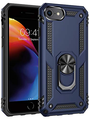 ULAK Case for iPhone SE 3rd Generation 2022/iPhone 8/iPhone 7 with Ring Holder, Heavy Duty Protective Phone Cover for iPhone SE 2nd Gen 2020 / iPhone 8 / iPhone 7 4.7 inch, Blue
