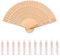 H.U.S.L® PACK12 ABANICOS MADERA NATURAL 20 CM EN BOLSA DE ORGANZA A JUEGO, ABANICOS PARA EVENTOS, DETALLES PARA LOS INVITADOS, REGALOS DE BODA, FIESTAS, COMUNIÓN O BAUTIZO, (12 Unidades)