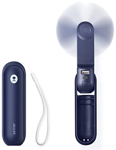 JISULIFE Ventilatore Portatile, Mini 3 In 1 con Batteria Ricaricabile, Ventilatore Tascabile Personale per Viaggi, Rsterni, Power Bank USB, Torcia Elettrica, Regali Ideali Essenziali - Blu