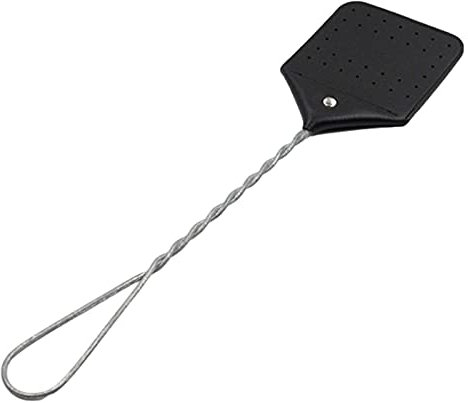 Makluce Fly Swatter Leather Fly Swatter Hand Fly Swatter With Heavy Duty Black Leather Swatter And Durable Metal Spring Extended Handle,Best Mosquito Racket To Get Rid Of skilful