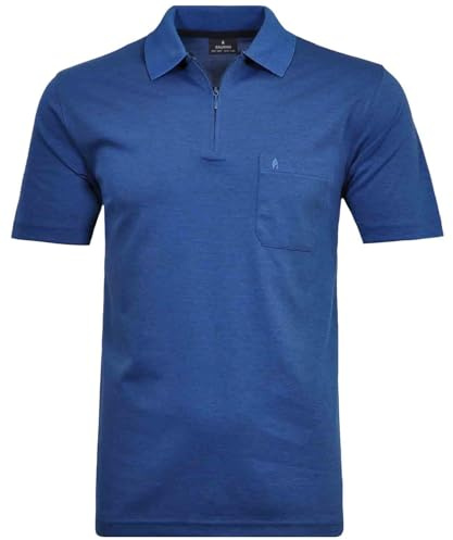 RAGMAN Herren Softknit-Poloshirt mit Zip Blau-Melange-765, XXL