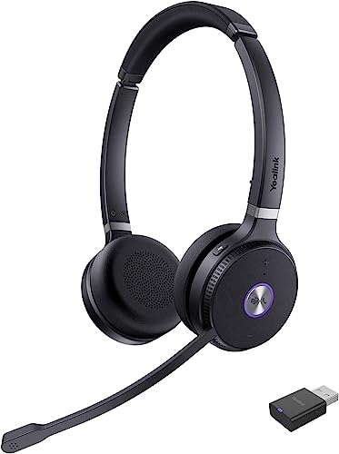Yealink WH62 Portable Wireless Headset with Dongle Computer Headset with Microphone (for Teams Optimized, WH62 with Dongle)