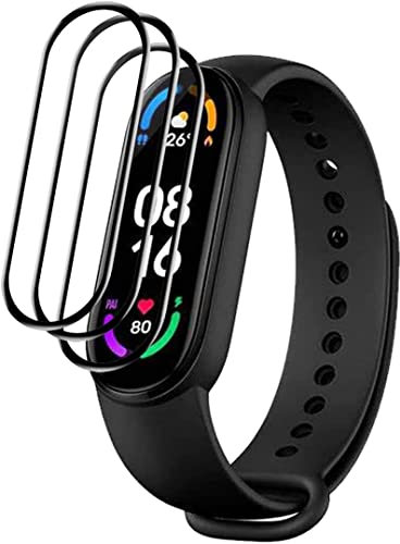 [3 Piezas] KELOLIN Protector Pantalla para Xiaomi Mi Smart Band 6, 3D Curved, Cobertura total, Antiarañazos (Negro) Protector de pantalla suave HD compatible con Xiaomi Mi Smart Band 6