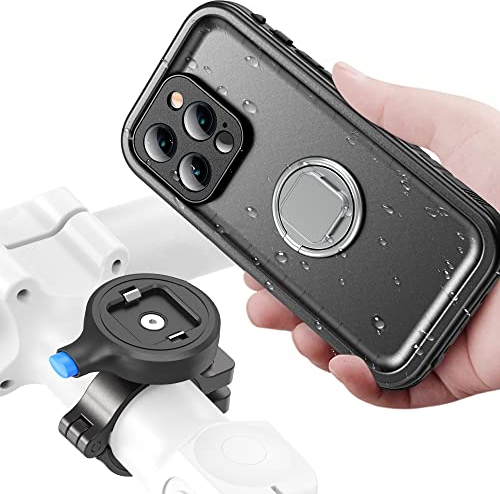 SPORTLINK Bike Phone Holder for iPhone 14 Pro Max Waterproof - Motorcycle Phone Mount Aluminium 【360° Rotatable/1s Quick Release】 Bicycle Motorbike Handlebar Mountain Hard Bumper