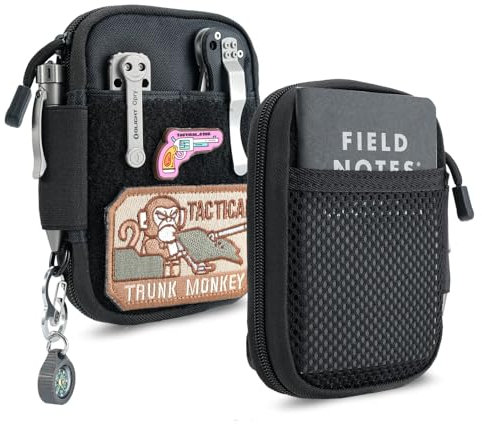 Sayram SP3 EDC Pouch Tasche Organizer, Mini Tasche für Männer, EDC Organizer Herren Tasche Klein mit Klettverschluss, Kleine Werkzeugtasche mit D-Ring, Elastische Organizer Utility Tasche – Schwarz