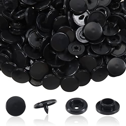 TOAOB 200 Set T5 Druckknöpfe Kunststoff Basteln Buttons Snaps Schwarz Plastik Nähfrei Zubehöre für Stoff alle Arten DIY Kleidung Accessoires