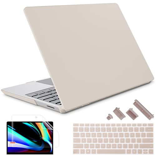 May Chen Compatible with Microsoft Surface Laptop Go 3 Go 2 Go 1 12.4 Inch Model 1943 2013 (2023 2022 2020 Release), Plastic Hard Shell Case with Screen Protector + Keyboard Cover + Dust Plug, Stone