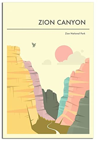 YONGCAI Zion National Park Zion Canyon Vintage Reise Poster Leinwand Wand Home Room Decor Kunst Poster Malerei Bild Druck Geschenk Poster