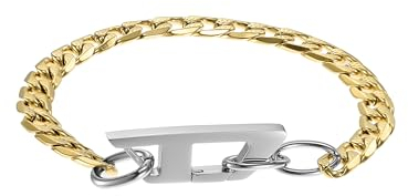 DIESEL Armband für Männer Zweifarbiges Edelstahlkettenarmband, Länge: 220mm, Breite: 32.5mm, Höhe: 10mm, DX1437931