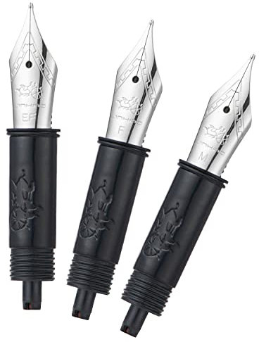 Set of 3 Jinhao 82 Fountain Pen Nib with Black Section Feed (EF, F and M) Silver-Compatible with Jinhao 82, 88, 95 Fountain Pen