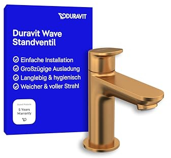 Duravit Robinet sur pied Wave (hauteur du bec 77 mm), mitigeur de lavabo eau froide, robinet d'eau froide, bronze brossé