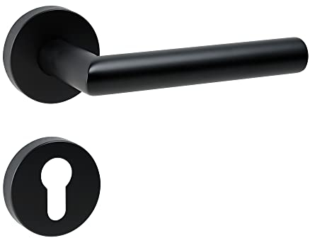 ck-türbeschläge Drückergarnitur New Orleans Schwarz matt für Zimmertüren DIN-Norm (PZ (Profilzylinder))