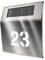 Edelstahl Solarhausnummer von Graviers Design - Hausnummer Beleuchtung mit Dämmerungssensor - Solar beleuchtetes Hausnummernschild individuell anpassbar mit eigener Nummer 18x20 cm