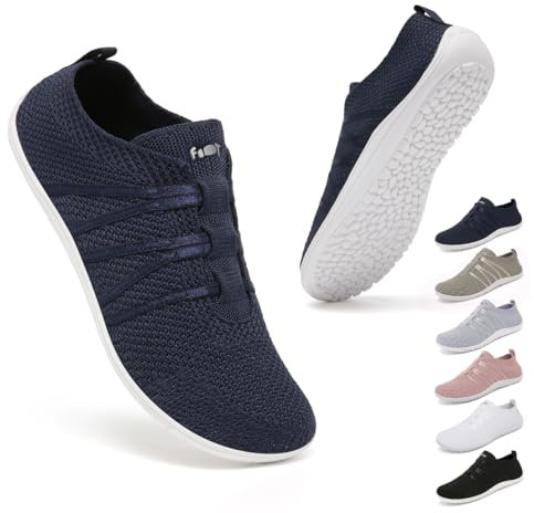 Geweo Hausschuhe Herren Damen Barfußschuhe Gymnastikschuhe rutschfest Leichte Bequem Slip on Laufschuhe Turnschläppchen Hüttenschuhe Sockenschuhe Dunkelblau 38EU