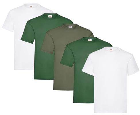 Fruit of the Loom Men's T-Shirt, Heavy Cotton, M, L, XL, XXL, 3XL, Various Colour Sets, Pack of 5, M