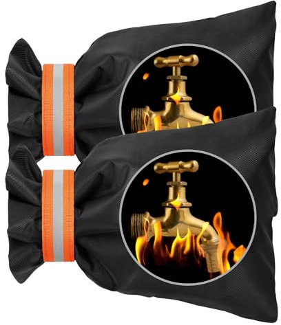 OFFCUP Außen Wasserhahn Abdeckung mit Reflektierende Streifen, 2 Stück Winterschutz für Außenwasserhahn, Winterschutz für Außenwasserhahn, Thermoschutz für Garten Wasserhahn(orange Farbe)
