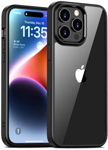 Hülle Passend für Smartphonica Handyhülle für iPhone 14 Pro Max mit durchsichtiger Rückseite TPU Hardcase - Schwarz/Back Cover