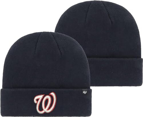 47 MLB Mütze mit Primär-Logo, Unisex, für Erwachsene, gestrickt, Primär-Logo, alternatives Beanie-Mütze, kaltes Wetter, Einheitsgröße, Washington Nationals Navy, Einheitsgr��e