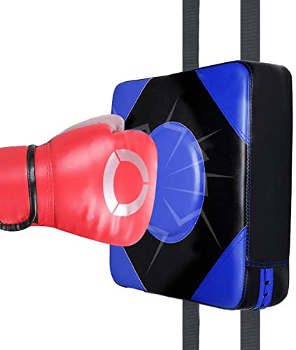 Pomurom Wandstanzpolster Boxen, Schlagpolster Wandmontage, Zielpolster Boxen mit Höhenverstellung, Trainingsgeräte für Zuhause, Fitnessstudio, Boxtraining, Karate, Gemischte Kampfkünste, Blau