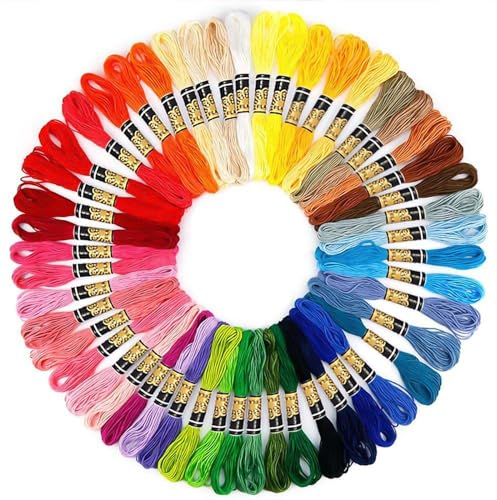 UKOFEW Filo Da Ricamo,50 Colori Fili Punto Croce,Kit Ricamo Filo Da Cucire,8 m, 6 fili, per Nodo, Treccia, Armeggiare, Uncinetto, Cucito