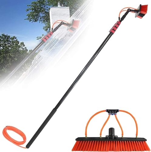 Teleskop-Fensterreiniger, wassergespeiste Stange, Fensterreinigungsbürste, Fensterreiniger-Set, Wasser-/Schlauchzufuhrstange, Reinigung von Photovoltaik-Solarzellen für Cleani (7,2 m)