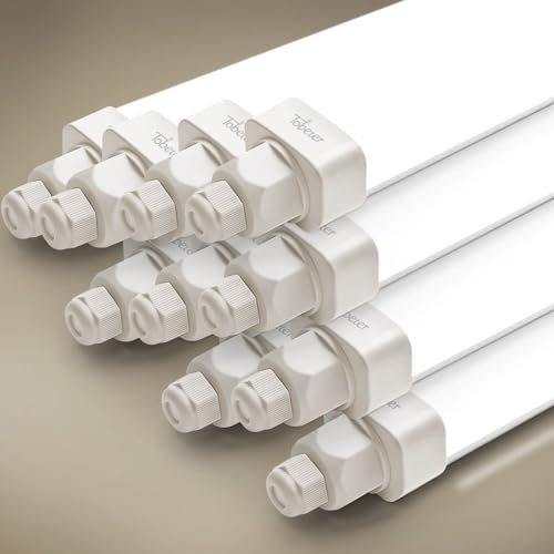 Tobeter 10 Stück LED Feuchtraumleuchte 60cm, 18W 1800LM Ultraslim LED Röhre Feuchtraumlampe im Reihenschaltung, IP65 Wasserfest Werkstattlampe für Keller Garage Feuchtraum, Neutralweiß 4000K