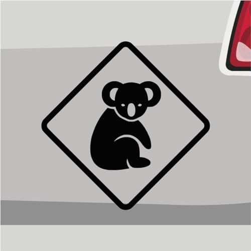 Stickerfreaks Koala Schild Aufkleber Australien Sticker Busch Wüste Auto Bike down Under Aufkleber Größe: 12x12cm (L) | Farbe: 10-weiß | Australien Sticker Kleber Deko Tuning Tier