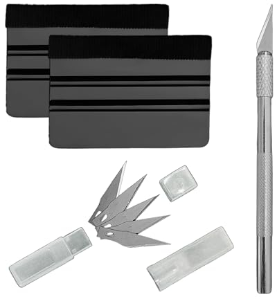 HYLKOM Kit de herramientas de vinilo, espatùlas para vinilo, cuchilla para vinilo con recambio de 5 hojas.