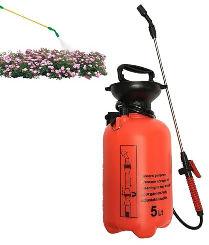5 Litre Pump Action Pressure Sprayer - Pump Sprayer With Adjustable Sprayer & Carrying Strap | Garden Pressure Sprayer | High Pressure Spray Pump For Fungicides Cleaning Ects