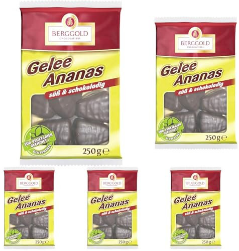 Berggold Gelee Ananas Schokoliert, 250 g (Packung mit 5)