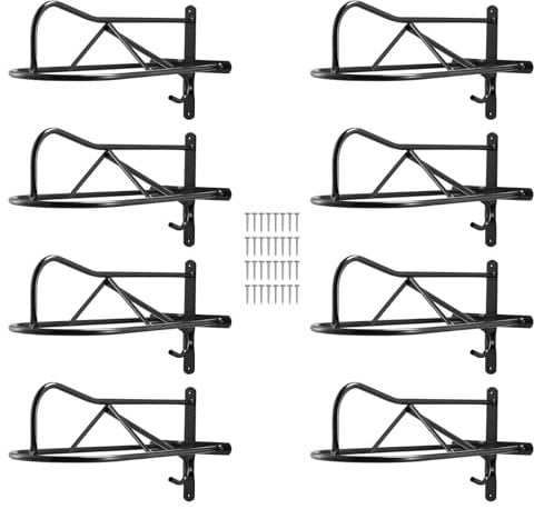 VEVOR Support de Selle Cheval, Lot de 8, Porte-Selle Anglais Western Portable avec Barre de Protection, en Acier au Carbone, Montage Mural, pour Rangement de Matériel d'Équitation, d'Équestre, Noir