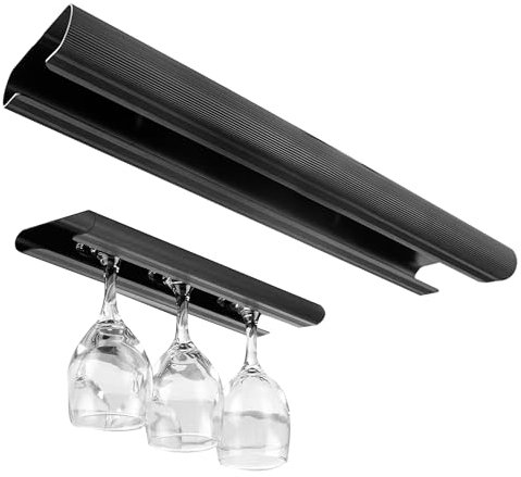 xiruiubao Porte Verres Suspendu,Range Verre Suspendu Gain de Place,Support Verre a Pied Suspendu à Vin Suspendu Avec Deux Vis,Range Verre Suspendu pour Cuisine,Salle à Manger,Bar,Bureaux (Noir)